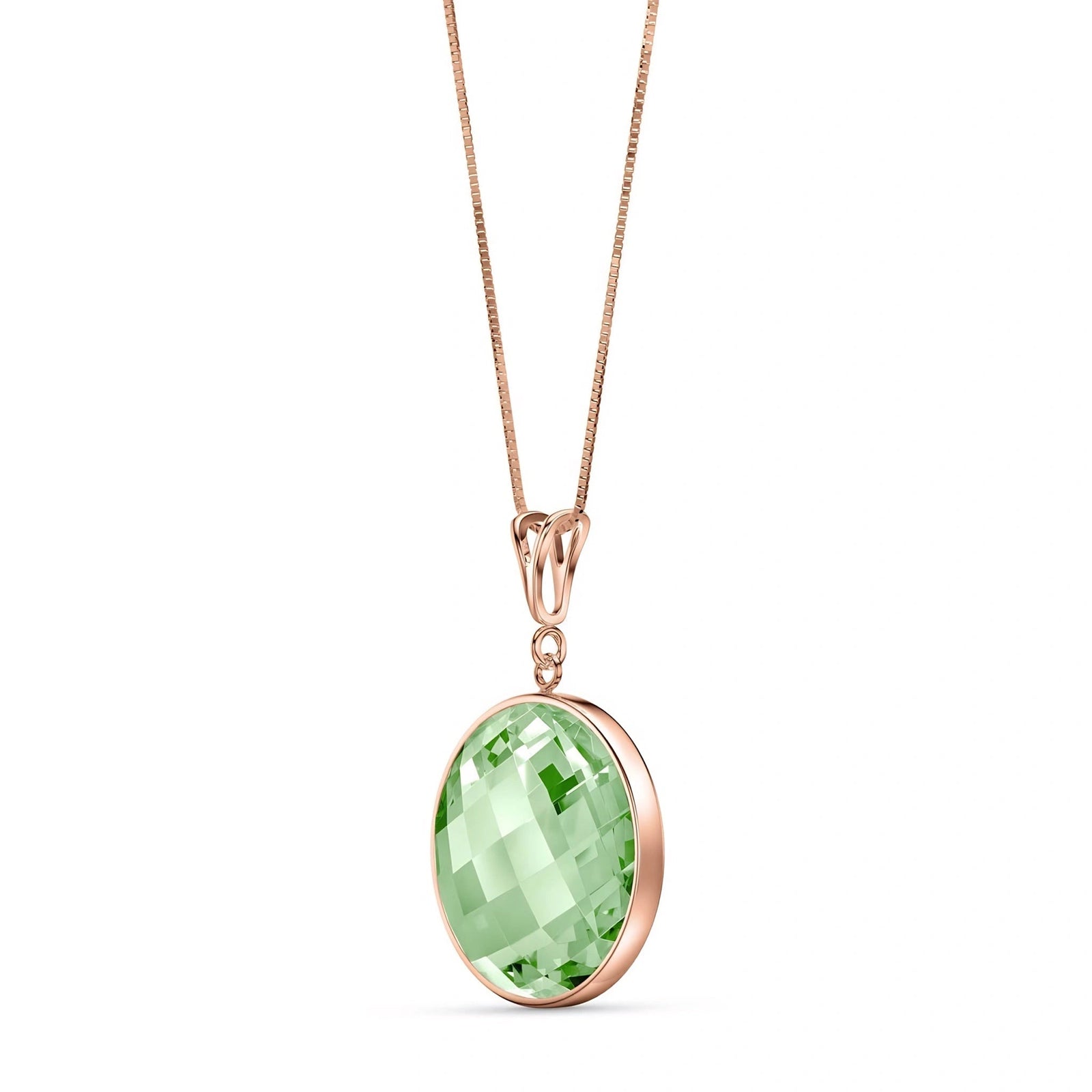 Rose Gold Pendant Necklace Green Amethyst 10K — Cherubina