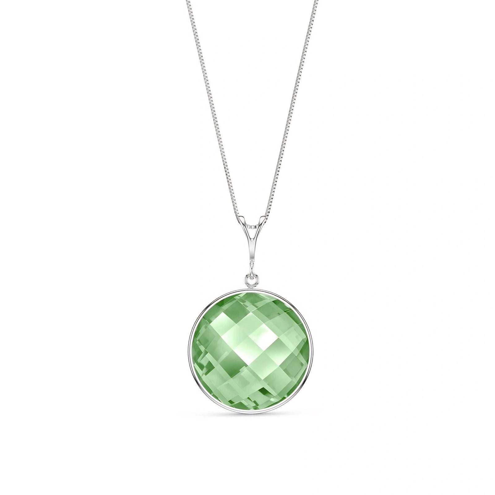 White Gold Pendant Necklace Green Amethyst 10K — Cherubina