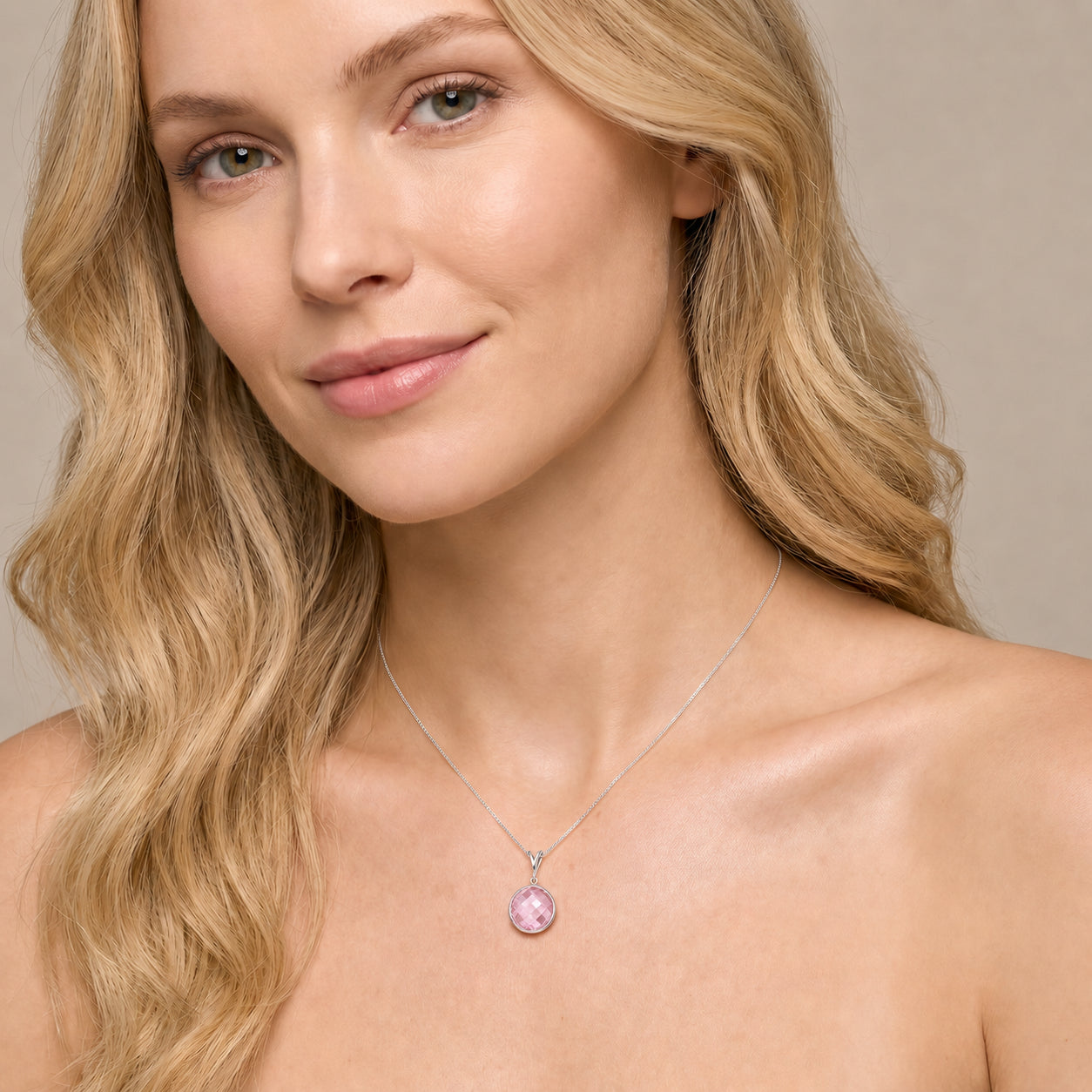 White Gold Pendant Necklace Green Amethyst 10K — Cherubina