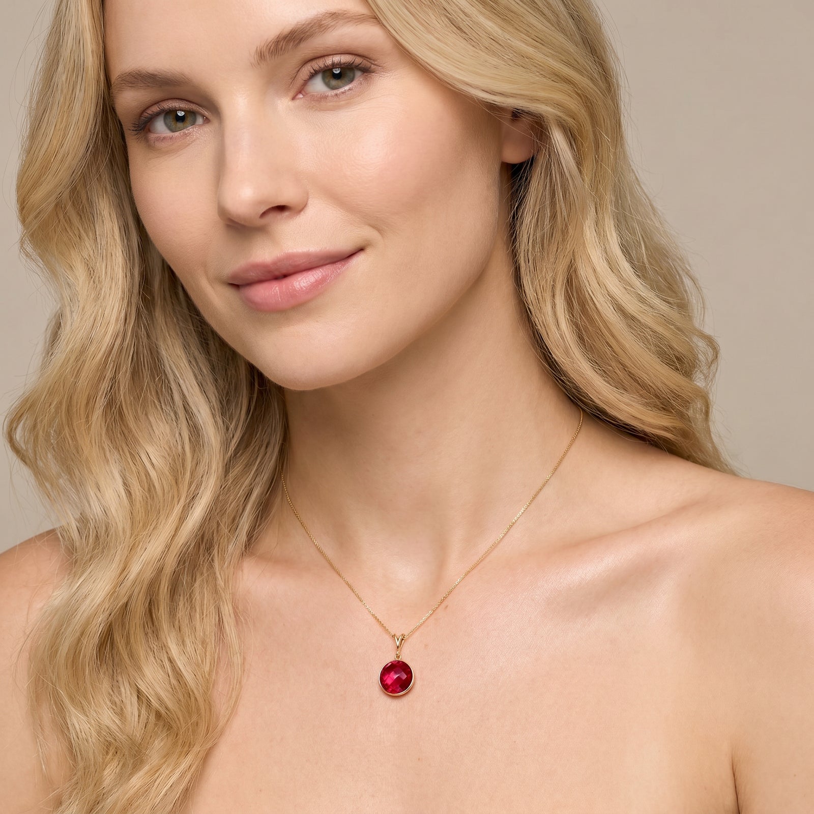 Yellow Gold Pendant Necklace White Topaz 10K — Cherubina