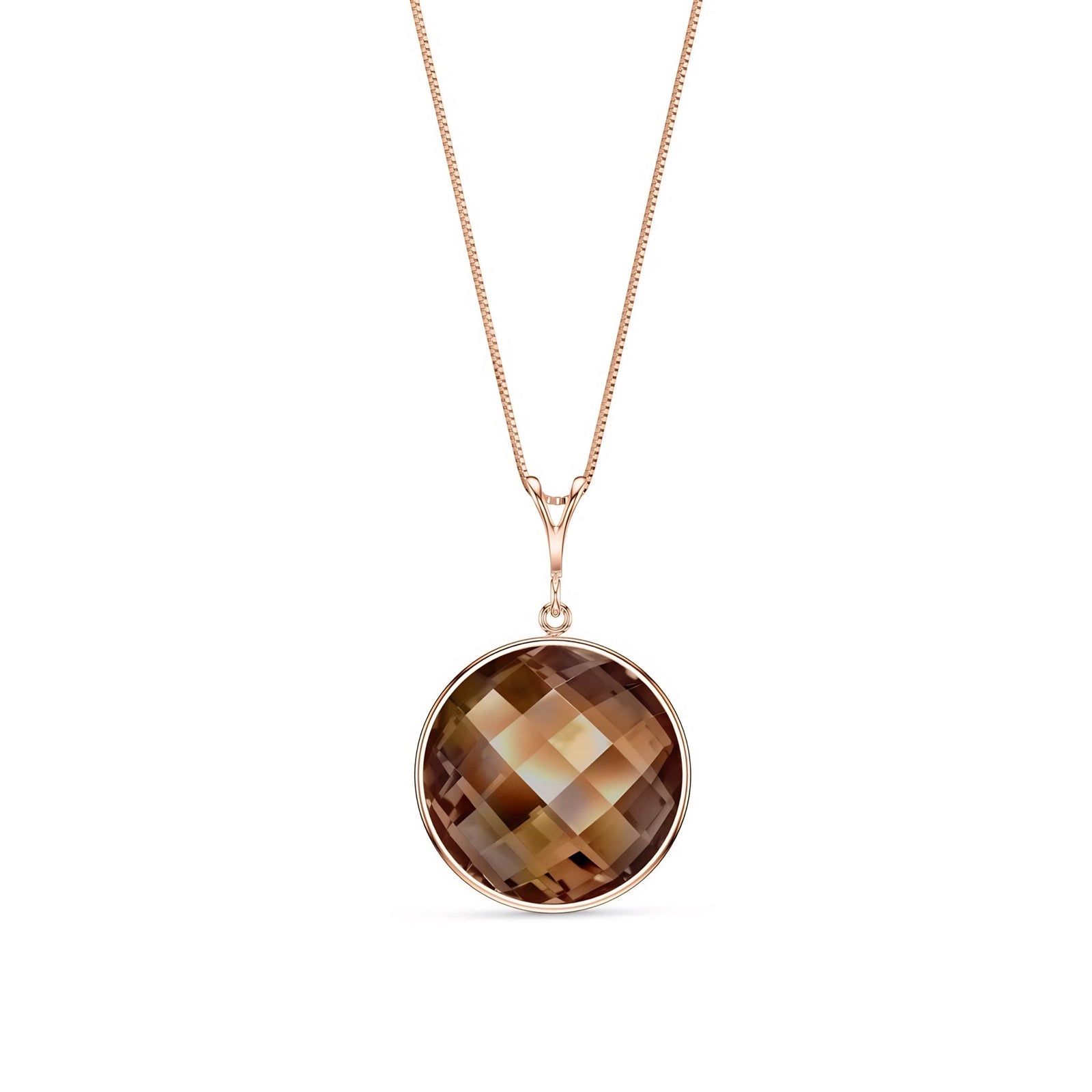 Rose Gold Pendant Necklace Smoky Quartz 10K — Cherubina