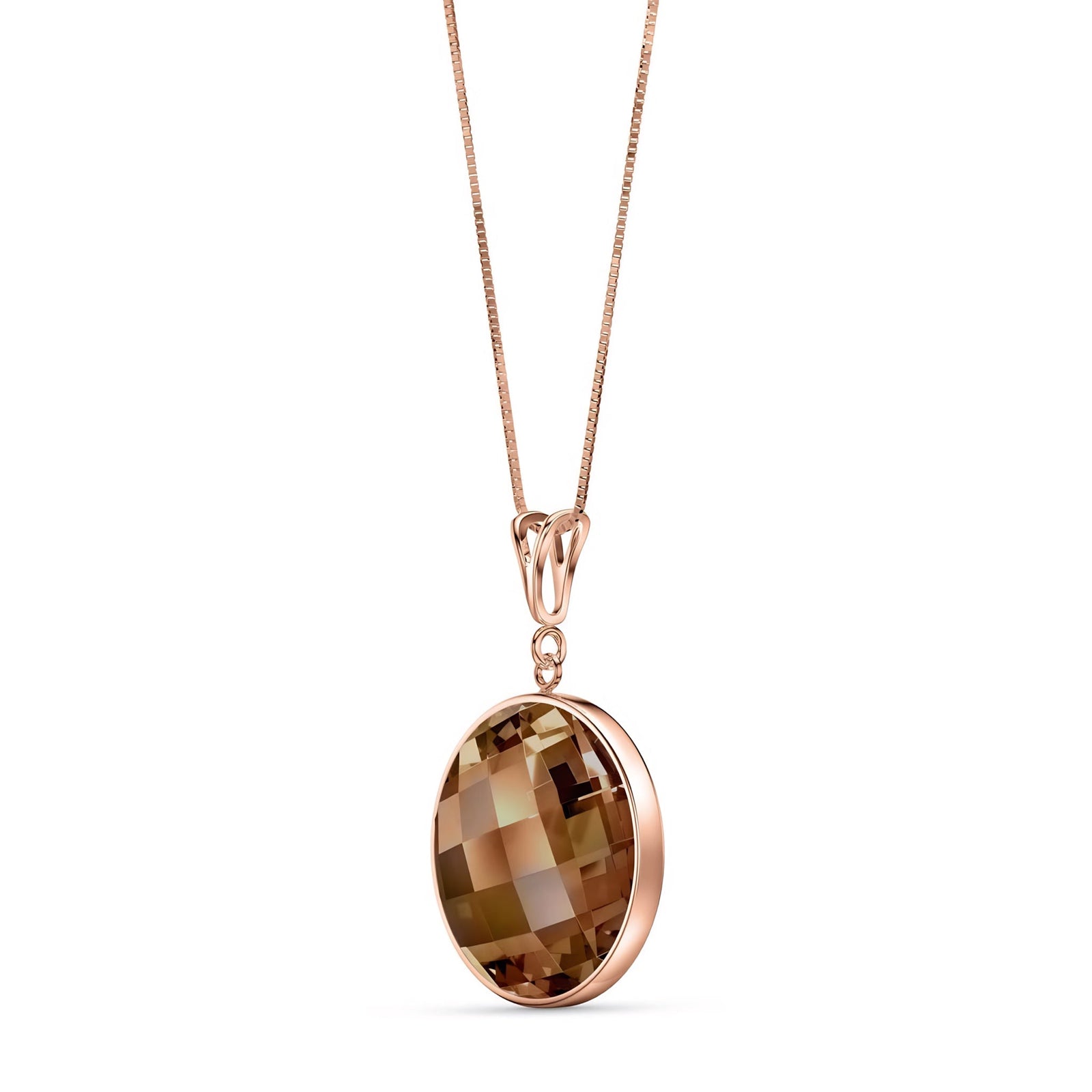 Rose Gold Pendant Necklace Smoky Quartz 10K — Cherubina