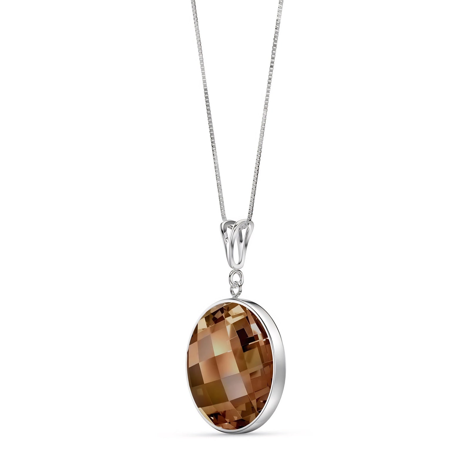 White Gold Pendant Necklace Smoky Quartz 10K — Cherubina