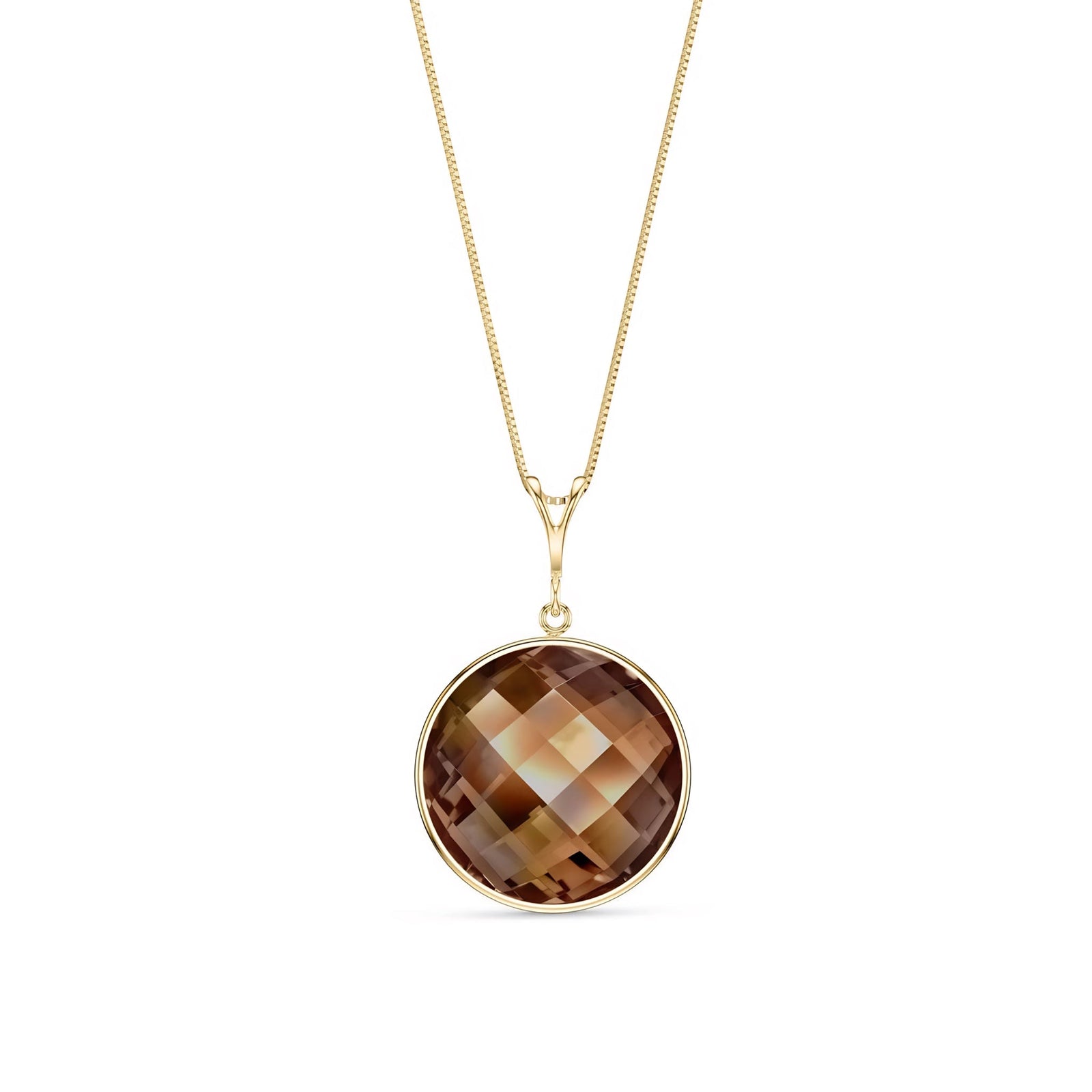 Yellow Gold Pendant Necklace Smoky Quartz 10K — Cherubina
