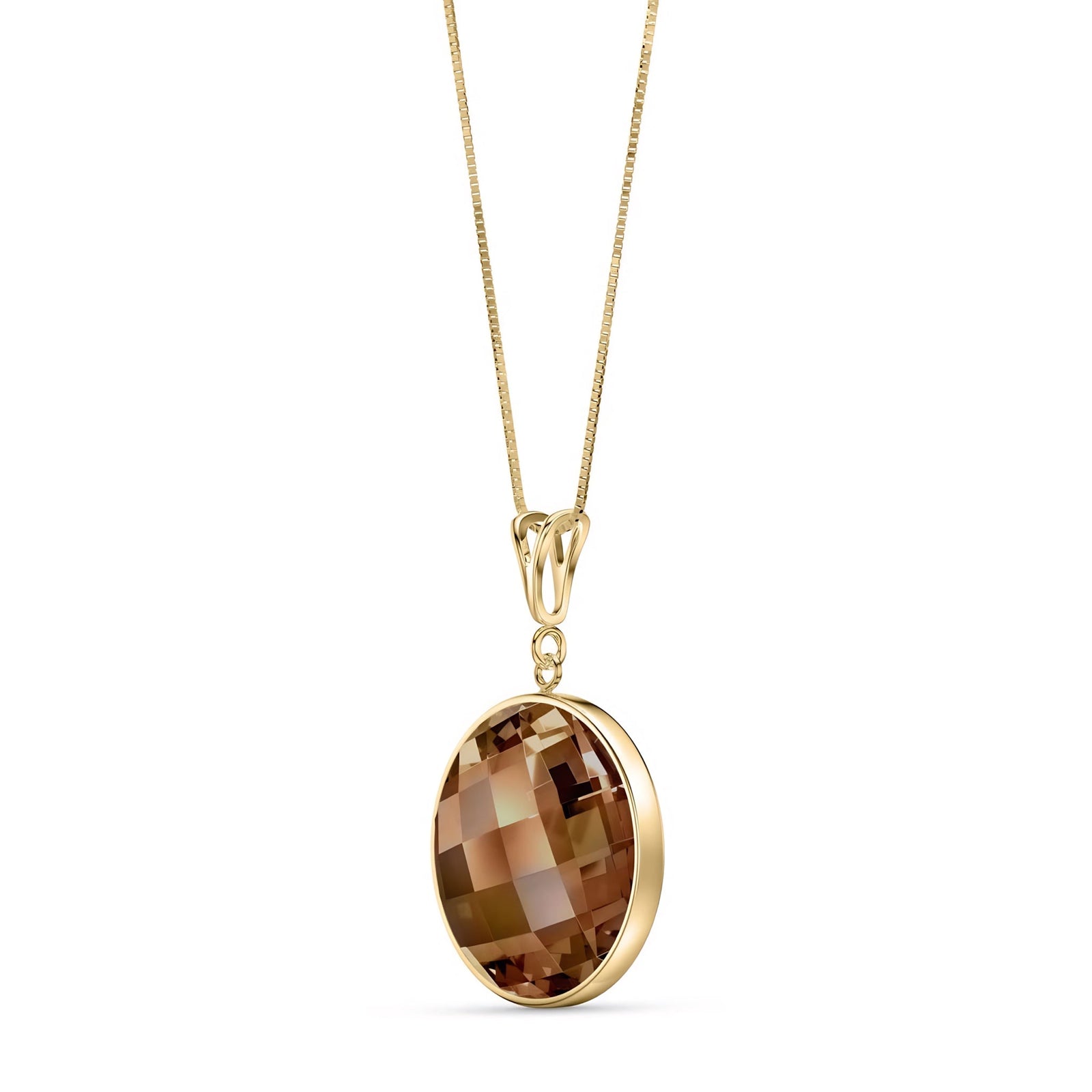 Yellow Gold Pendant Necklace Smoky Quartz 10K — Cherubina