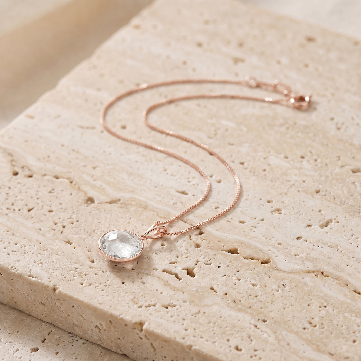 Rose Gold Pendant Necklace Rose Quartz 10K — Cherubina