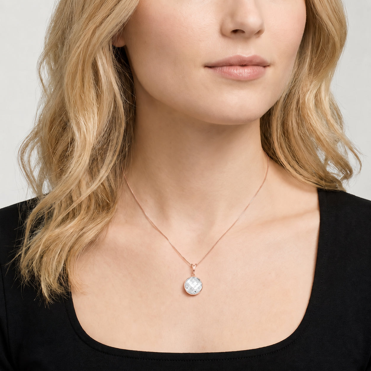Rose Gold Pendant Necklace Rose Quartz 10K — Cherubina