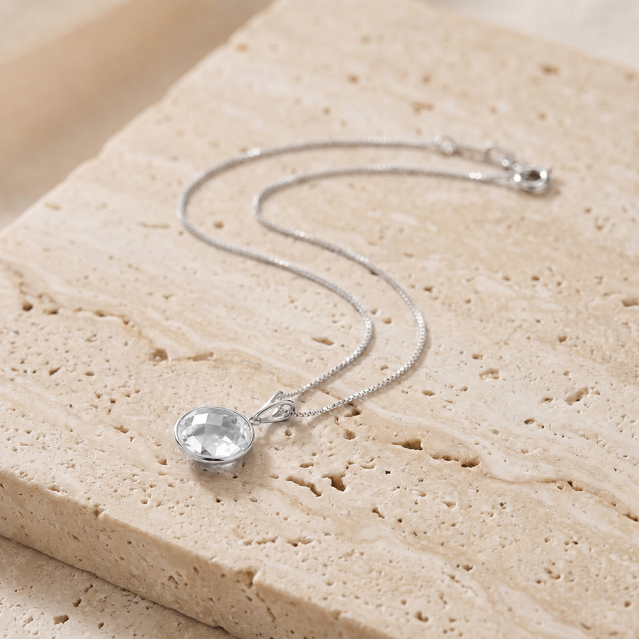 White Gold Pendant Necklace Rose Quartz 10K — Cherubina