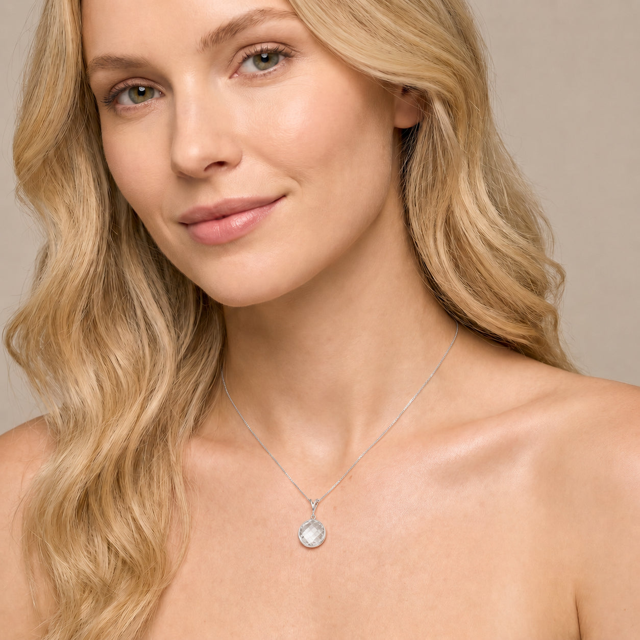 White Gold Pendant Necklace Rose Quartz 10K — Cherubina