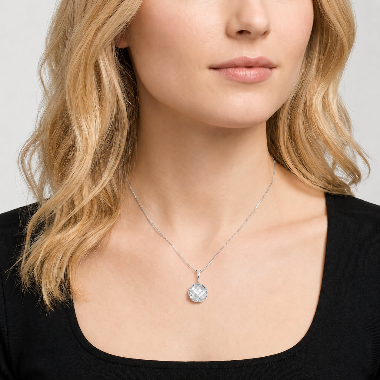 White Gold Pendant Necklace Rose Quartz 10K — Cherubina