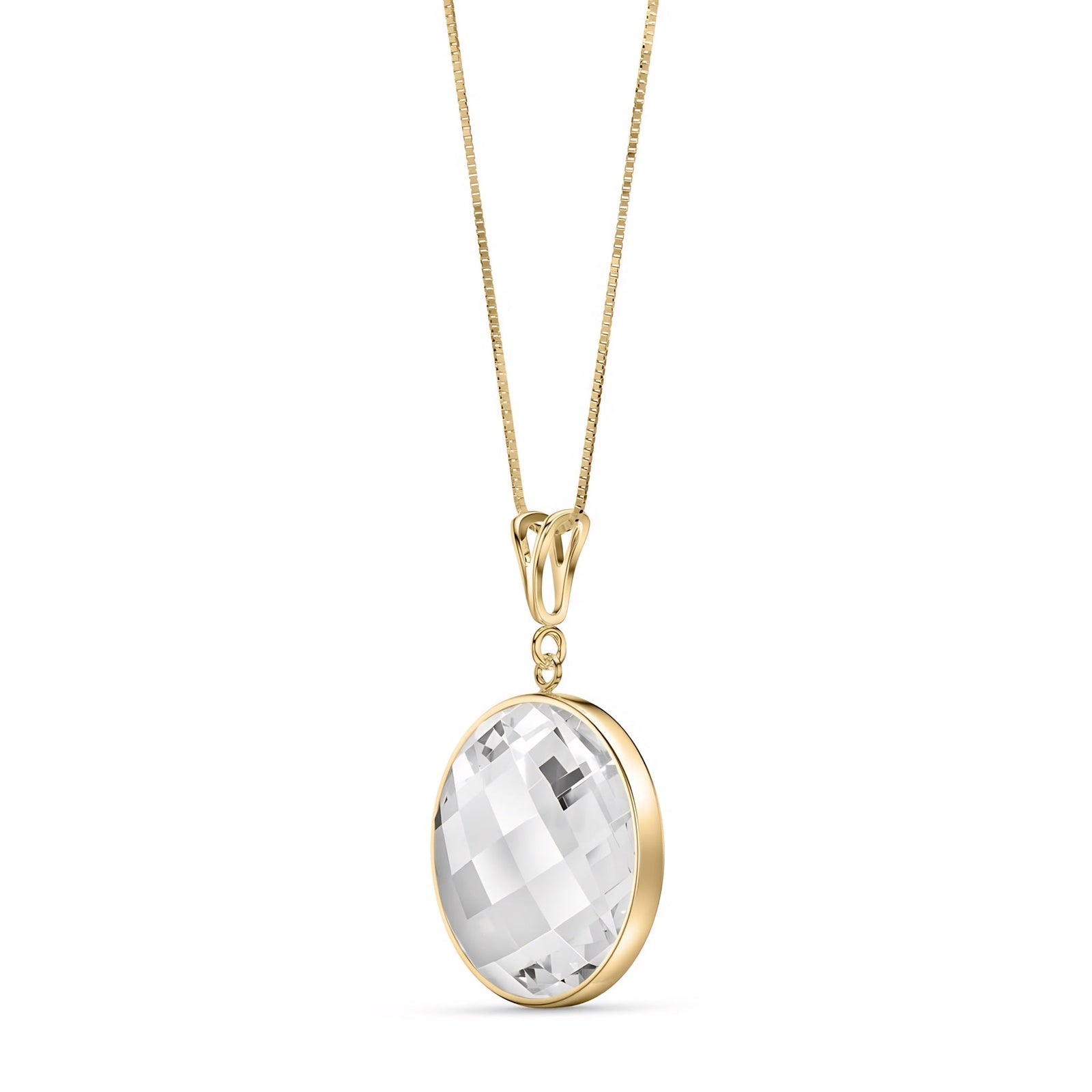Yellow Gold Pendant Necklace Rose Quartz 10K — Cherubina