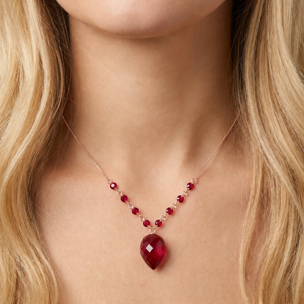 Rose Gold Pendant Necklace Ruby 10K — Aurora