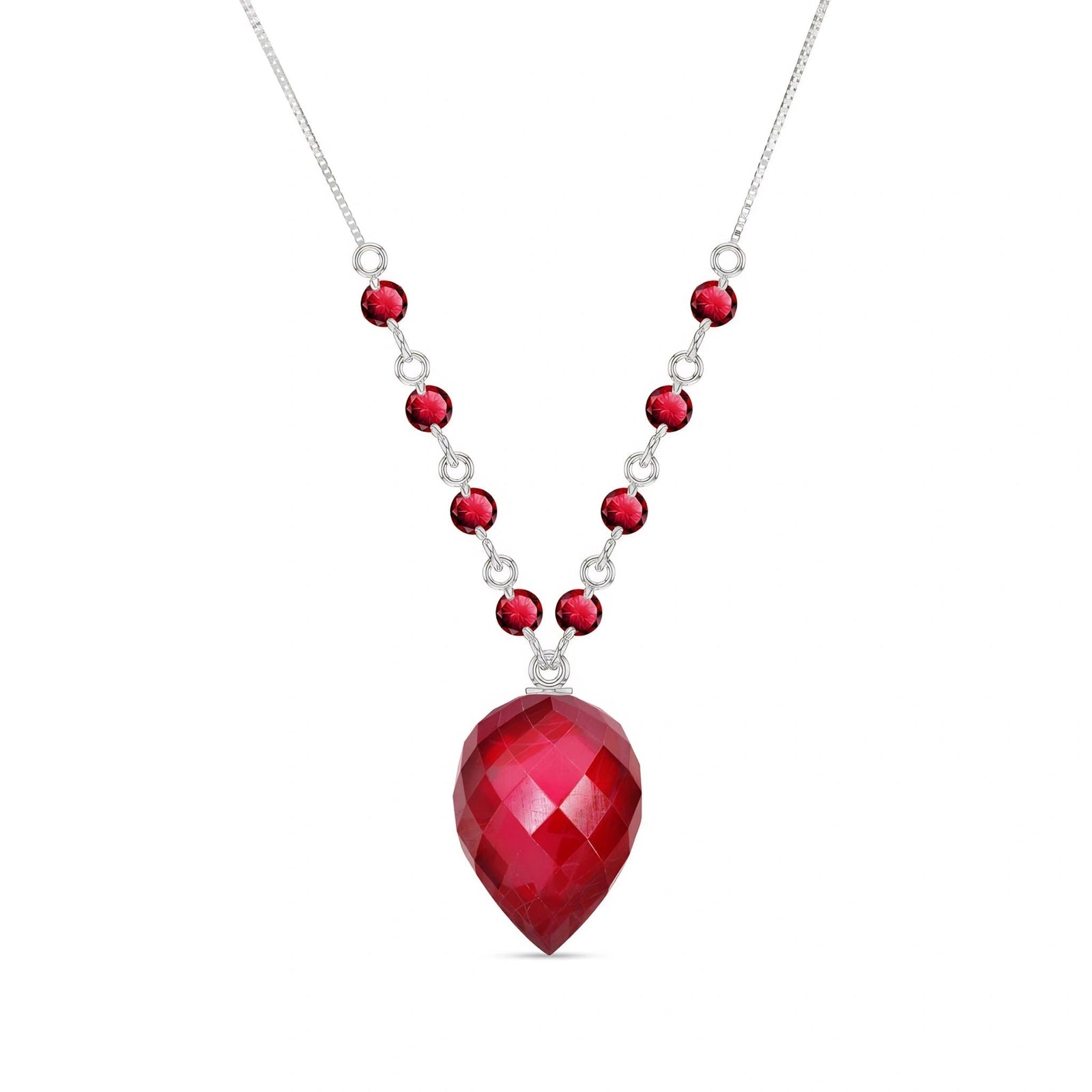 White Gold Pendant Necklace Ruby 10K — Aurora