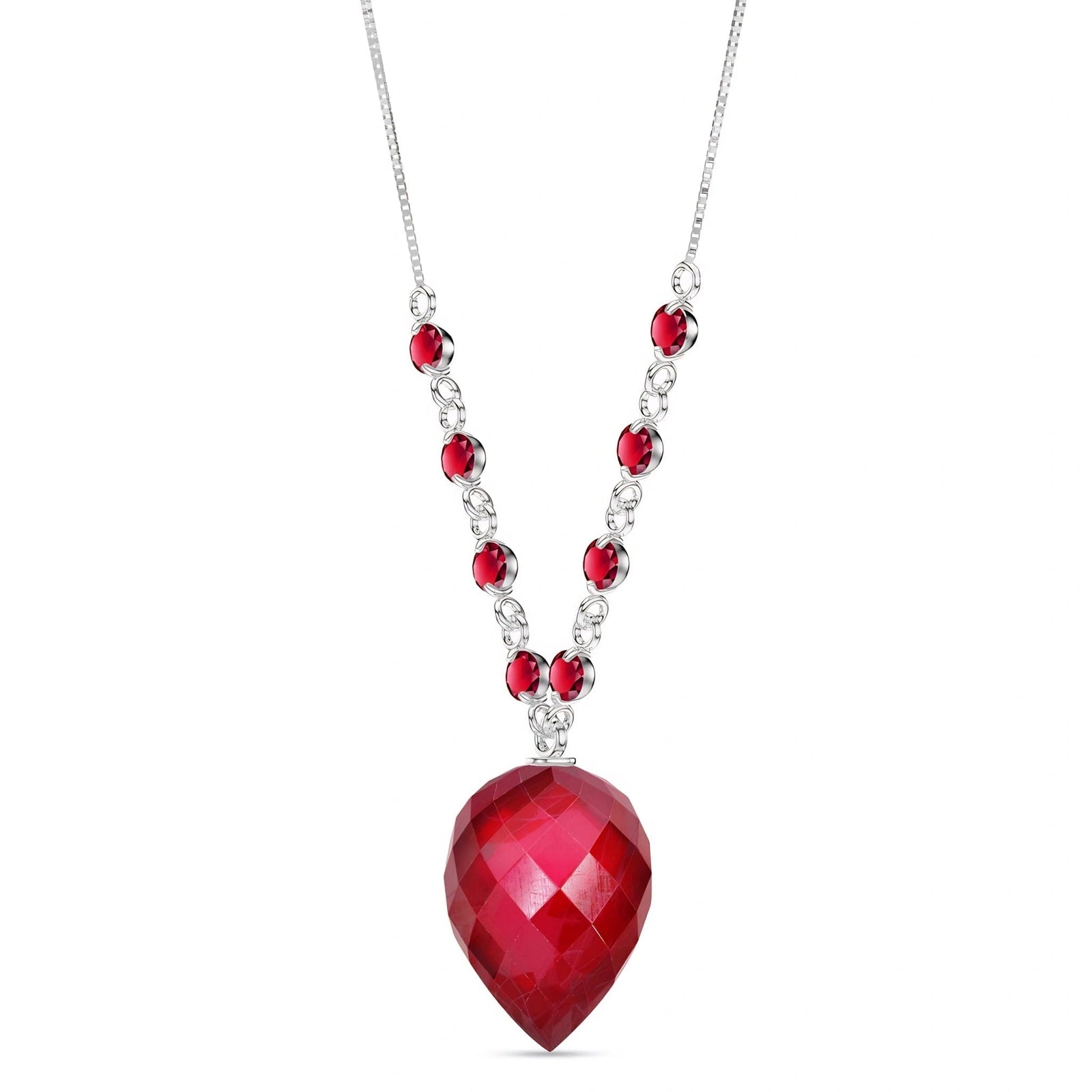 White Gold Pendant Necklace Ruby 10K — Aurora