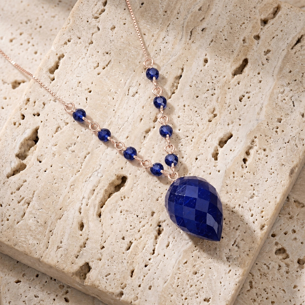 Rose Gold Pendant Necklace Sapphire 10K — Aurora