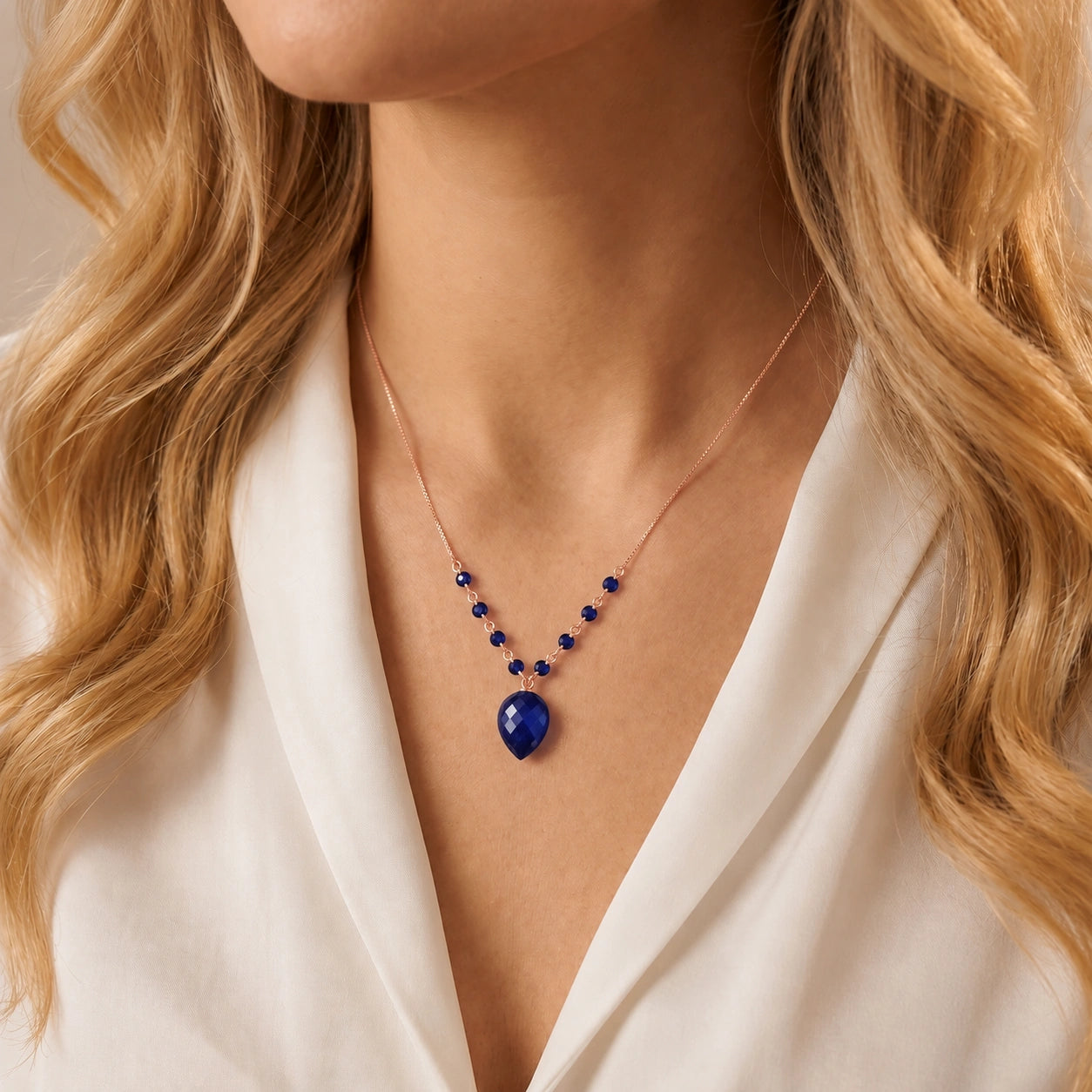 Rose Gold Pendant Necklace Sapphire 10K — Aurora