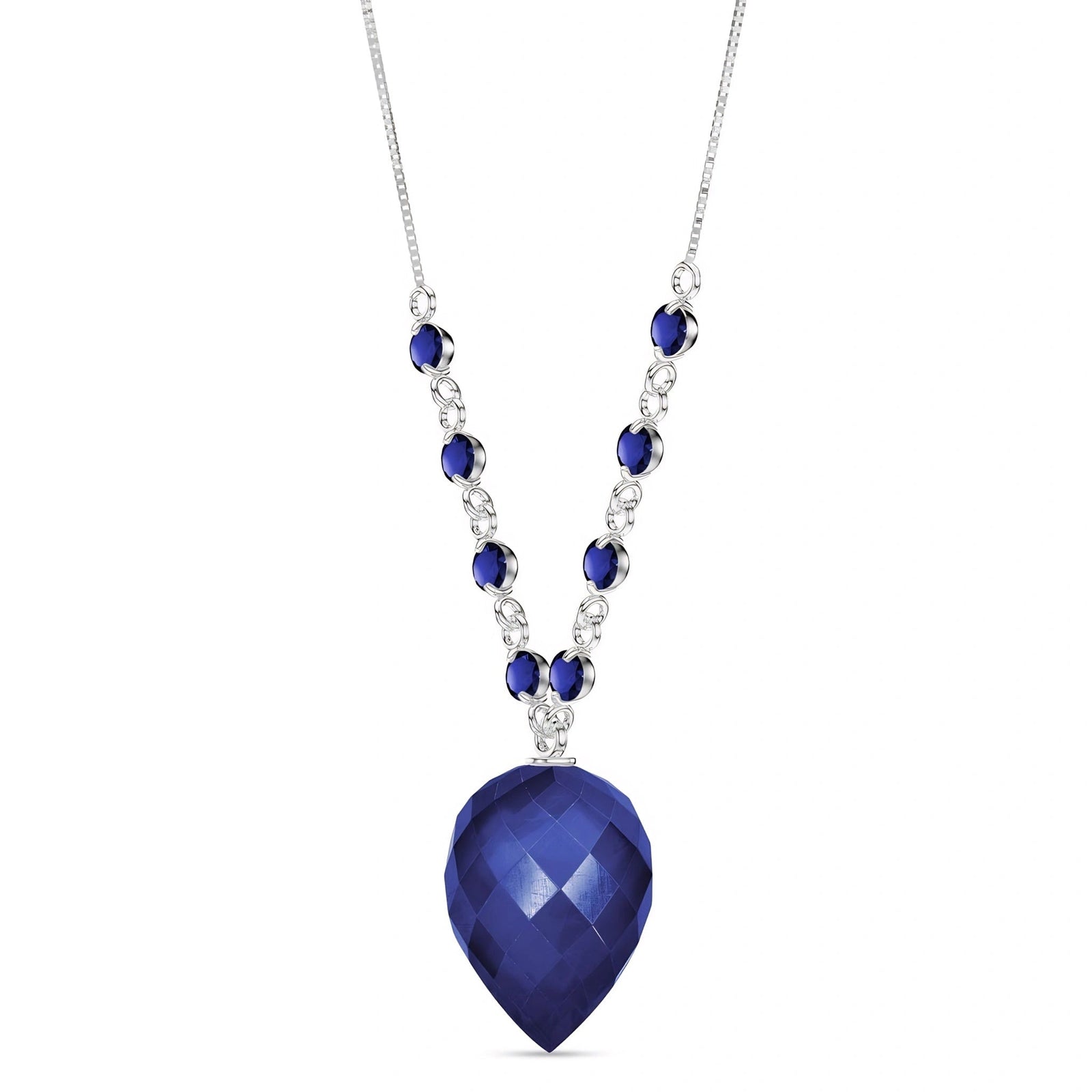 White Gold Pendant Necklace Sapphire 10K — Aurora