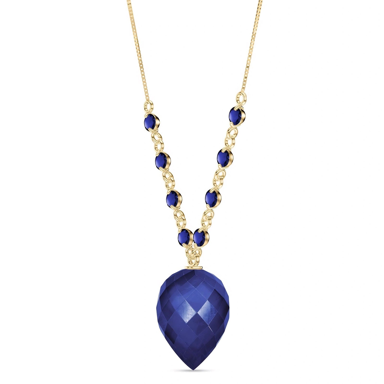 Yellow Gold Pendant Necklace Sapphire 10K — Aurora
