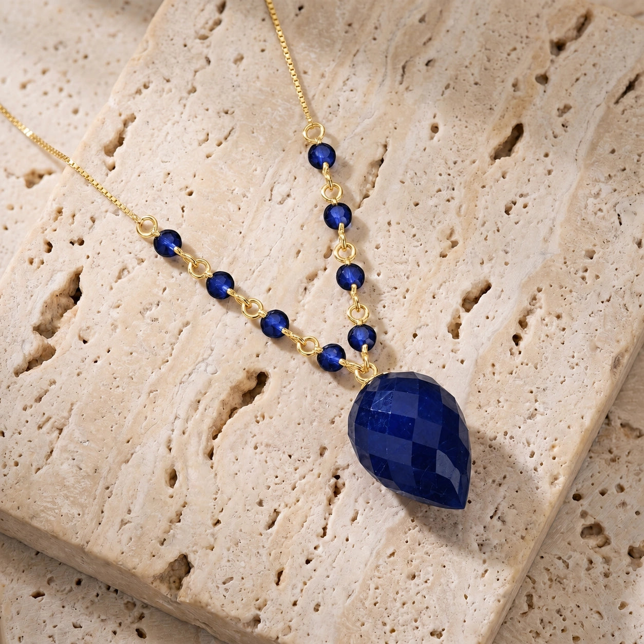 Yellow Gold Pendant Necklace Sapphire 10K — Aurora