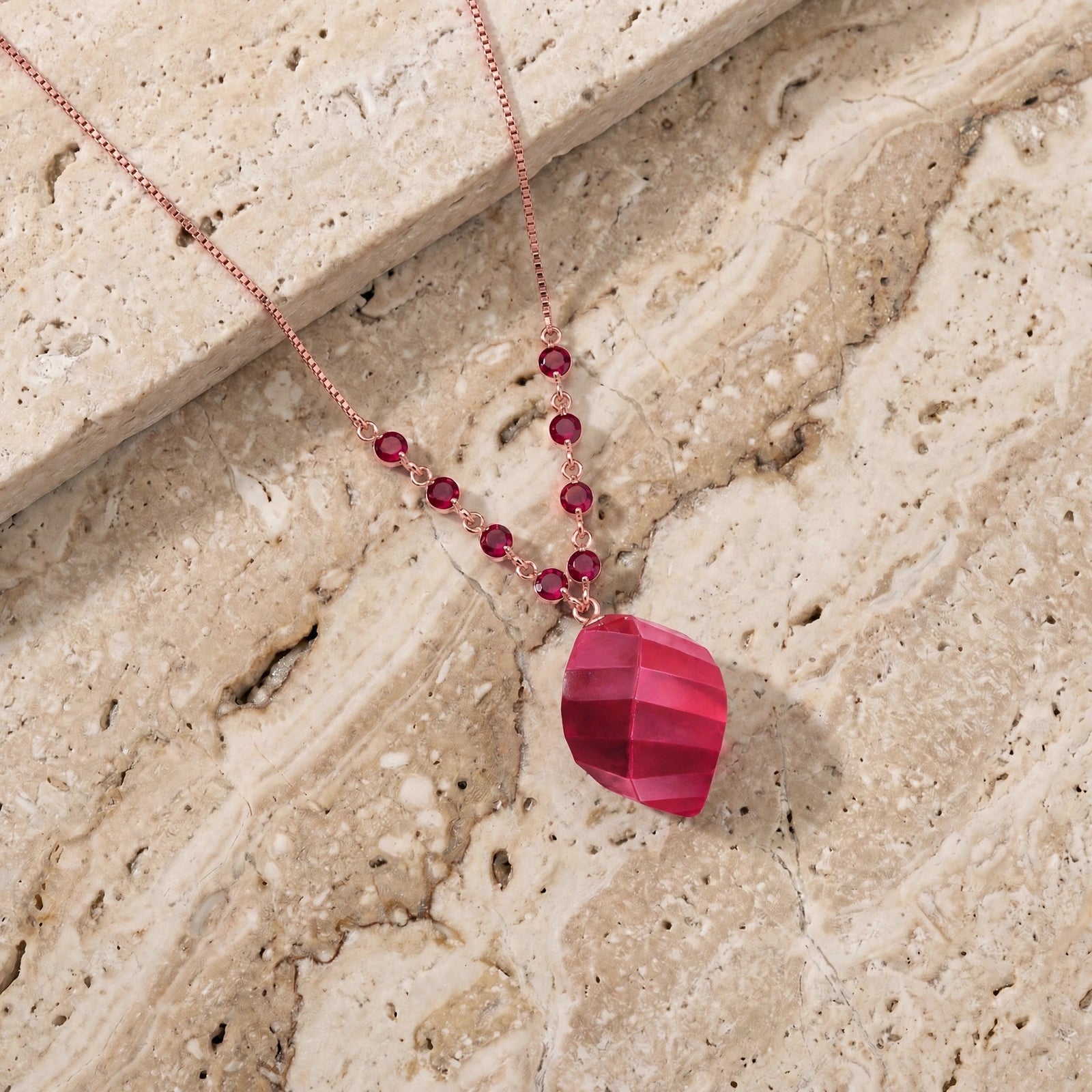 Rose Gold Reverie Pendant Necklace Ruby 10K — Novella