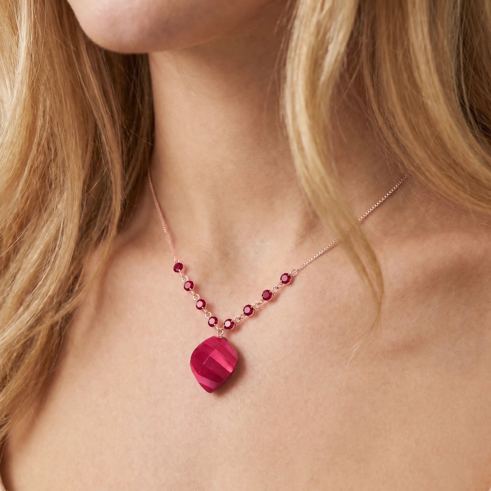 Rose Gold Reverie Pendant Necklace Ruby 10K — Novella