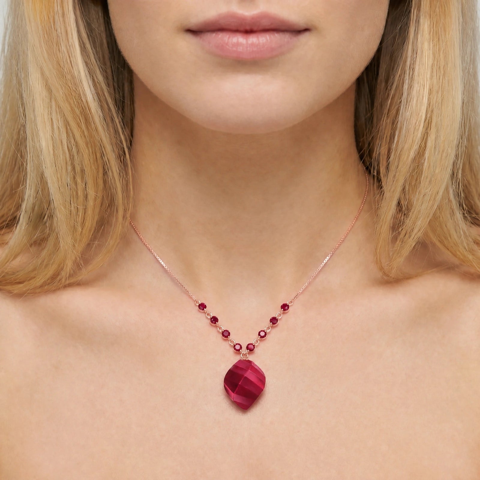 Rose Gold Reverie Pendant Necklace Ruby 10K — Novella