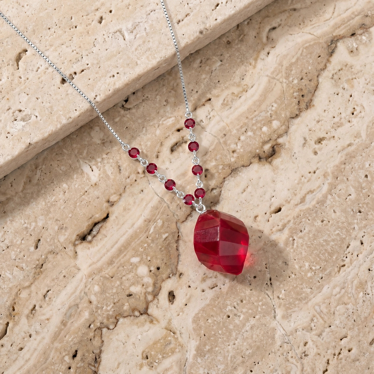 White Gold Reverie Pendant Necklace Ruby 10K — Novella