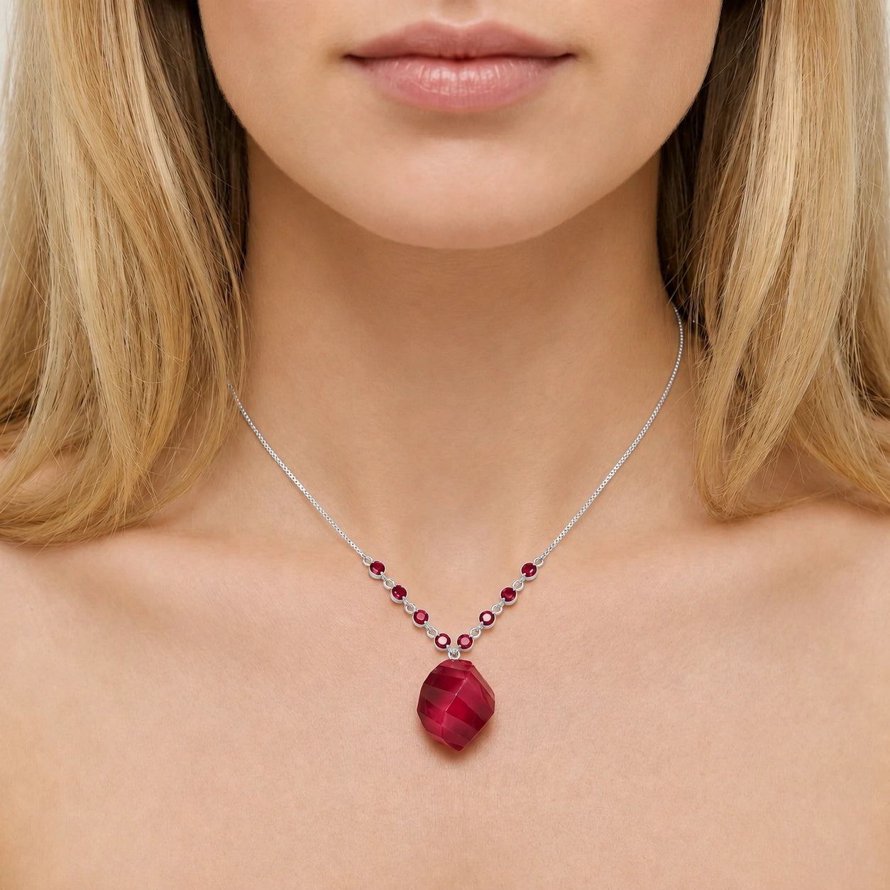 White Gold Reverie Pendant Necklace Ruby 10K — Novella