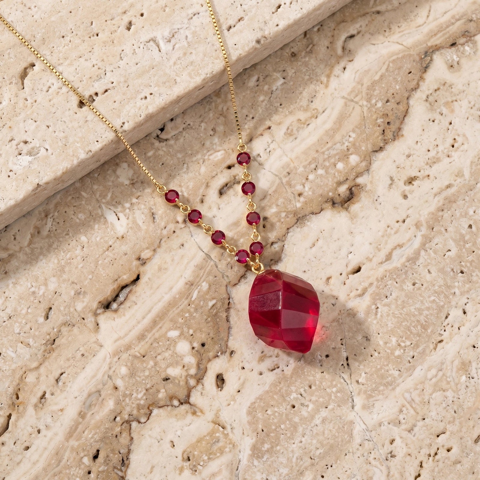 Yellow Gold Reverie Pendant Necklace Ruby 10K — Novella
