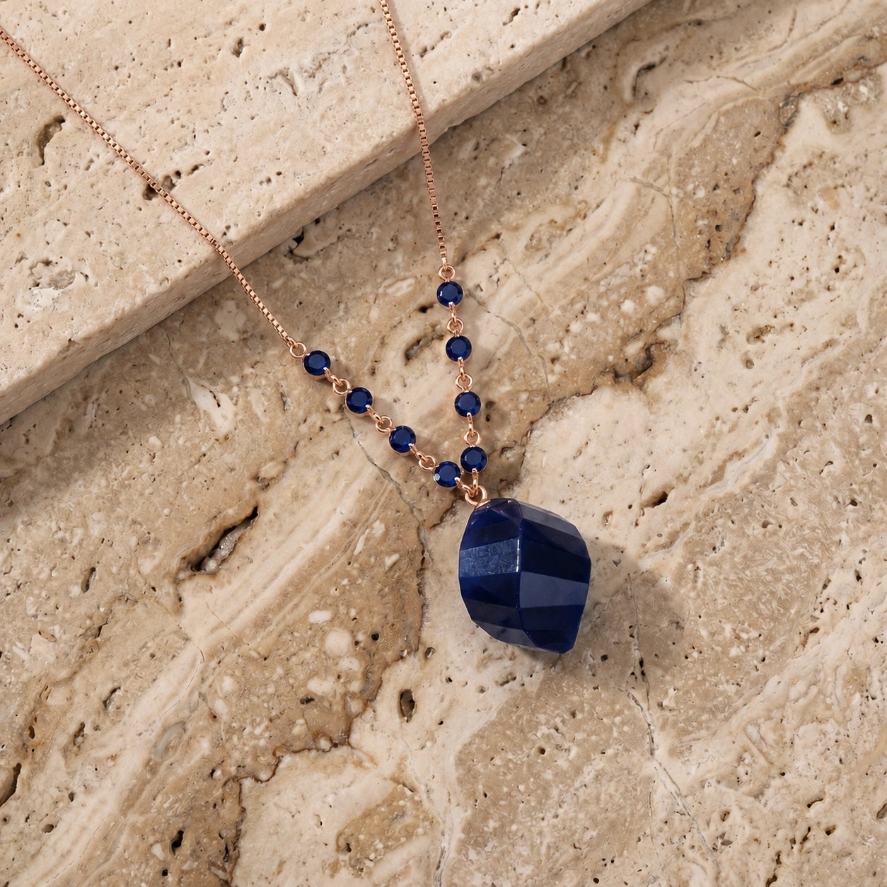 Rose Gold Reverie Pendant Necklace Sapphire 10K — Novella
