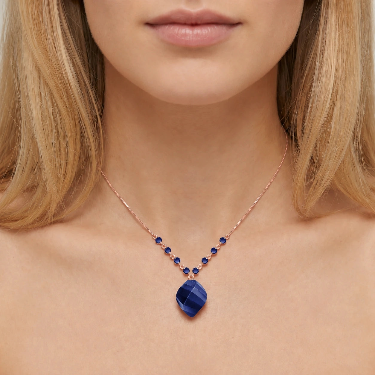 Rose Gold Reverie Pendant Necklace Sapphire 10K — Novella