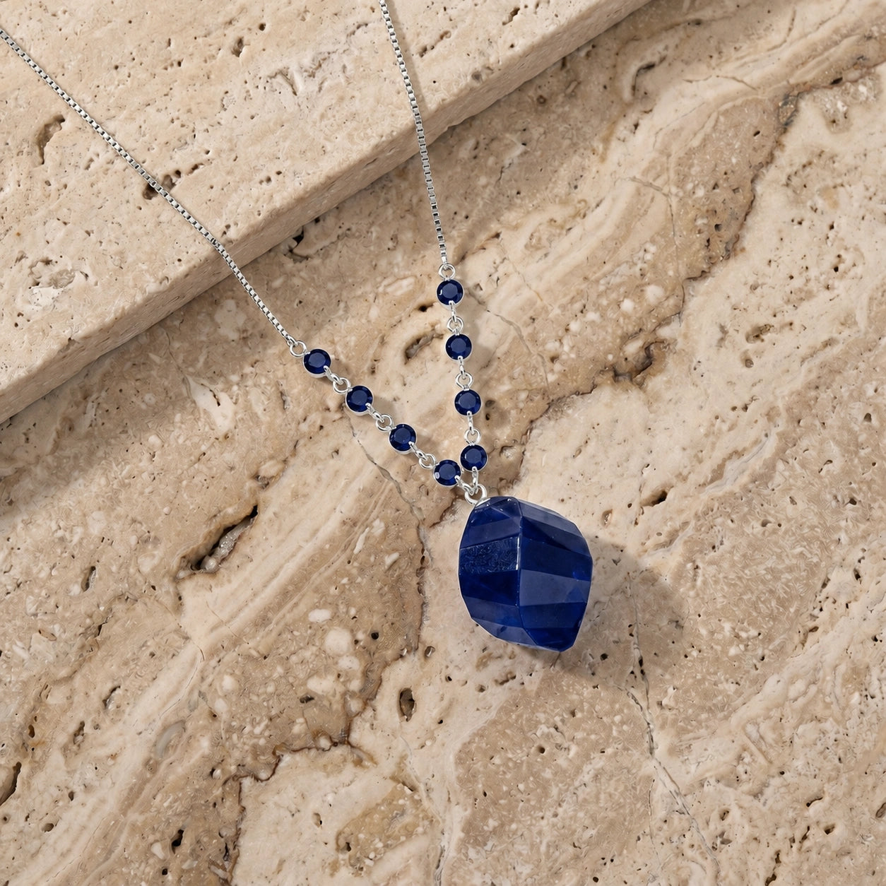 White Gold Reverie Pendant Necklace Sapphire 10K — Novella