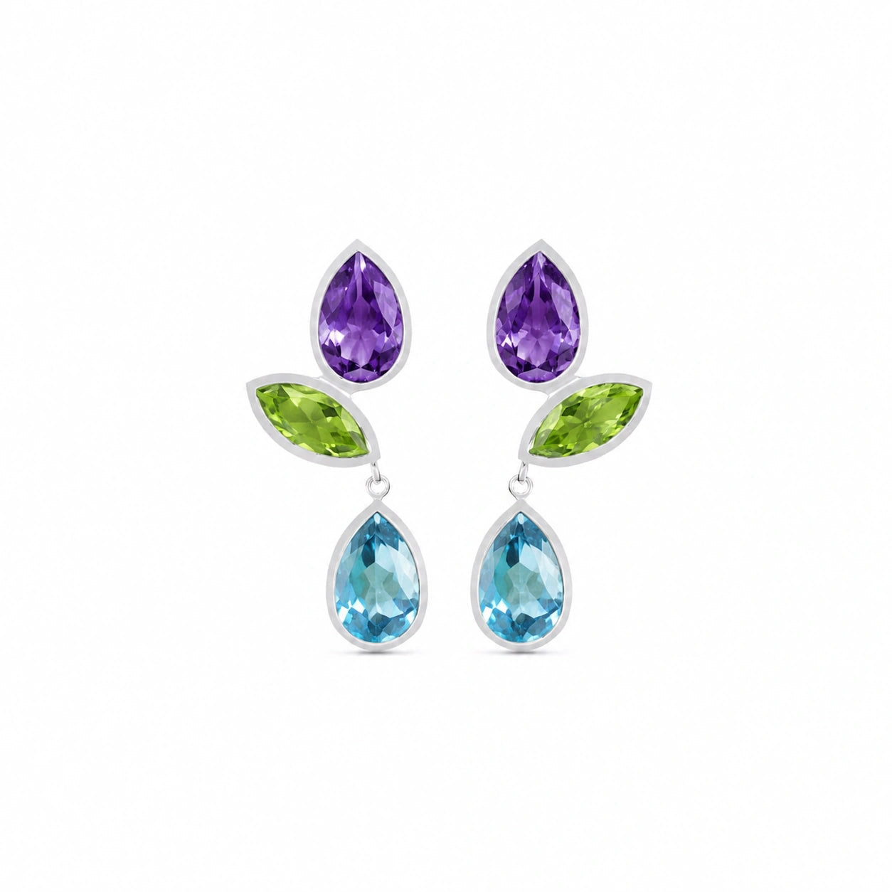 White Gold Blue Topaz & Amethyst & Peridot — Ermellina