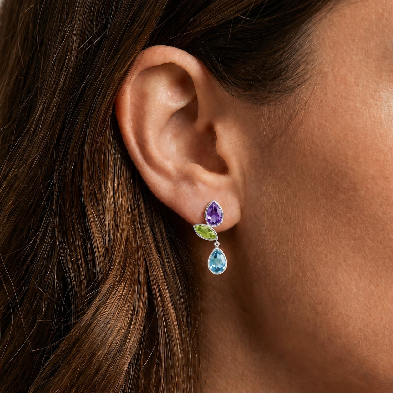 White Gold Blue Topaz & Amethyst & Peridot — Ermellina