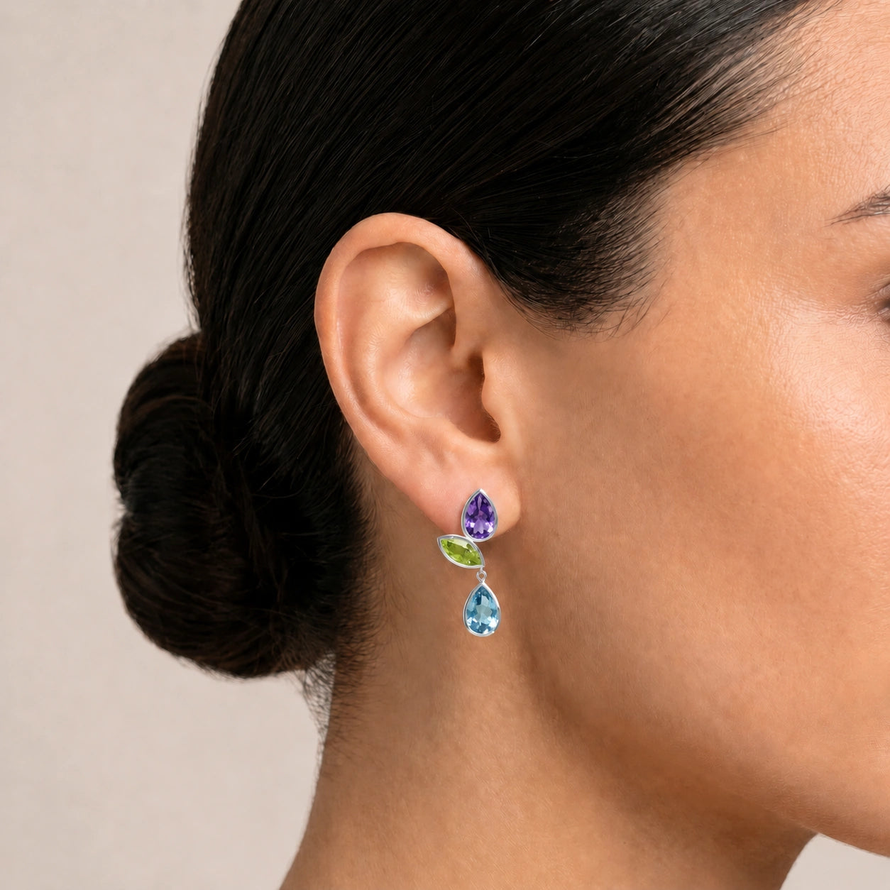 White Gold Blue Topaz & Amethyst & Peridot — Ermellina