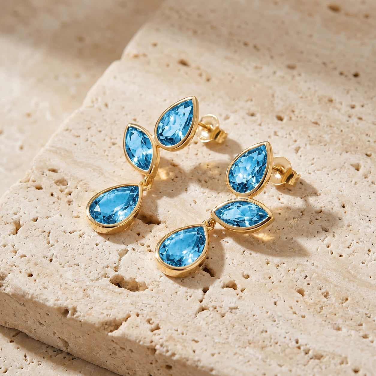 Yellow Gold Blue Topaz — Ermellina