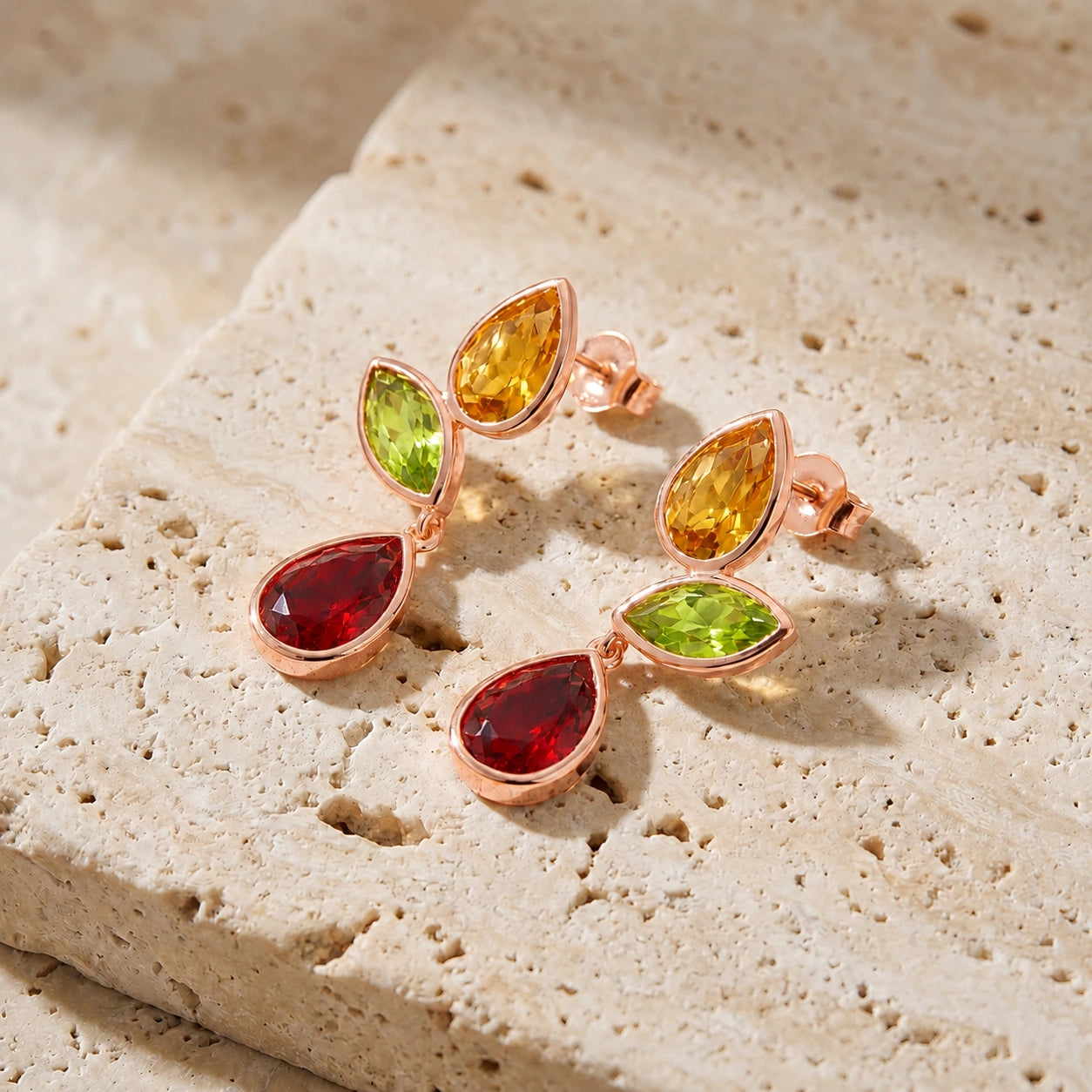 Rose Gold Garnet & Citrine & Peridot — Ermellina