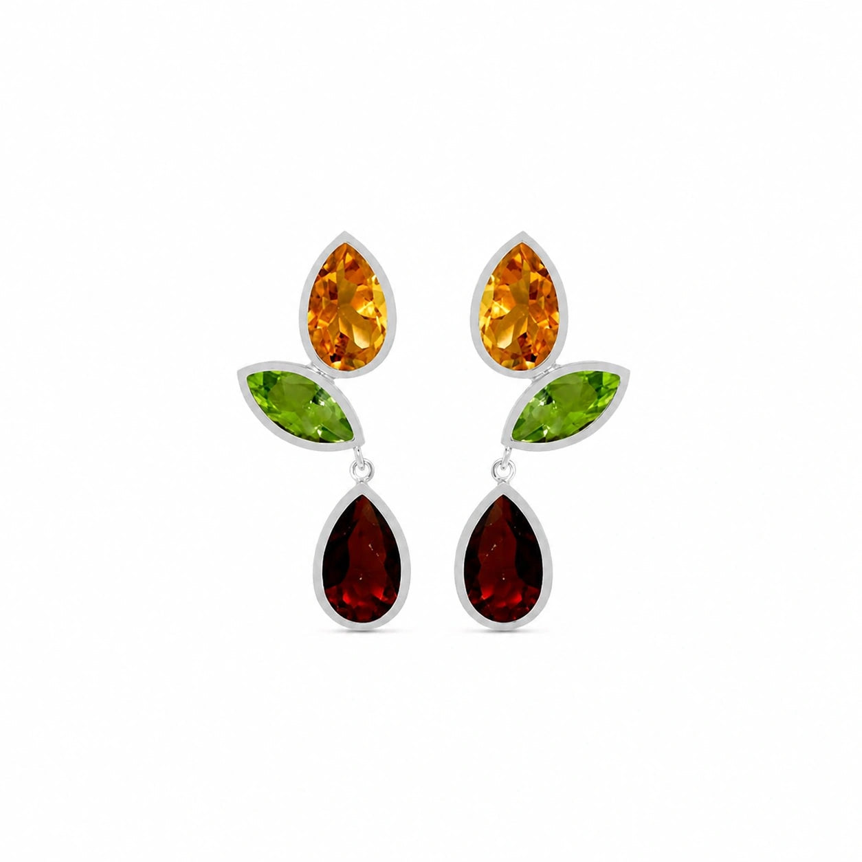 White Gold Garnet & Citrine & Peridot — Ermellina