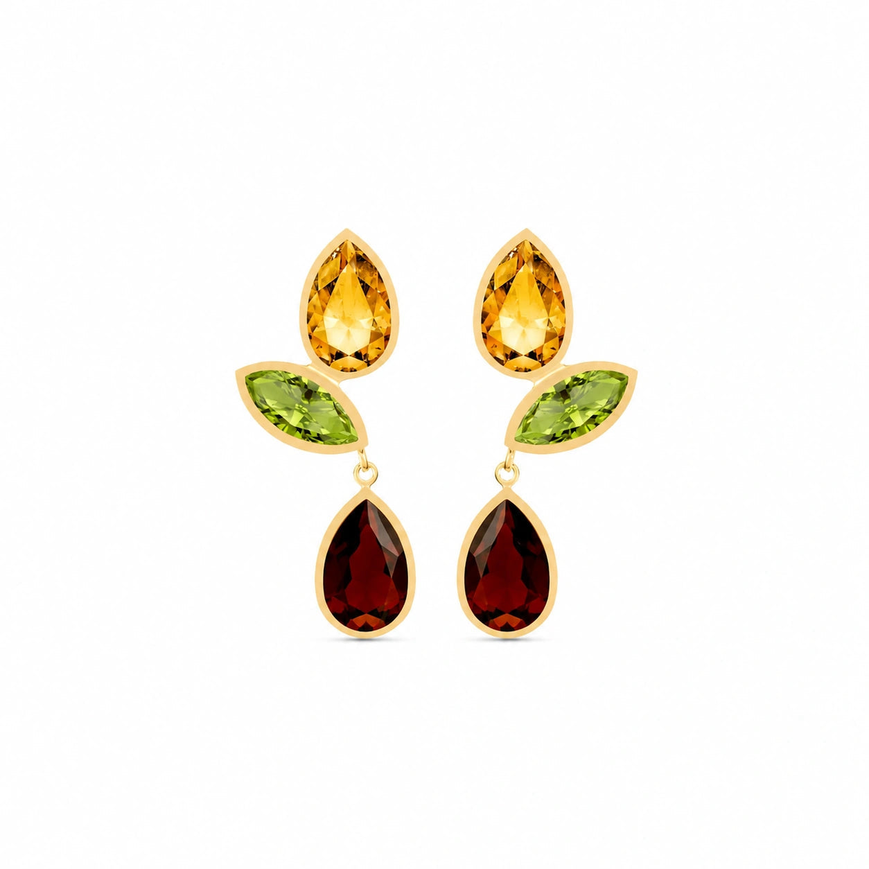 Yellow Gold Garnet & Citrine & Peridot — Ermellina