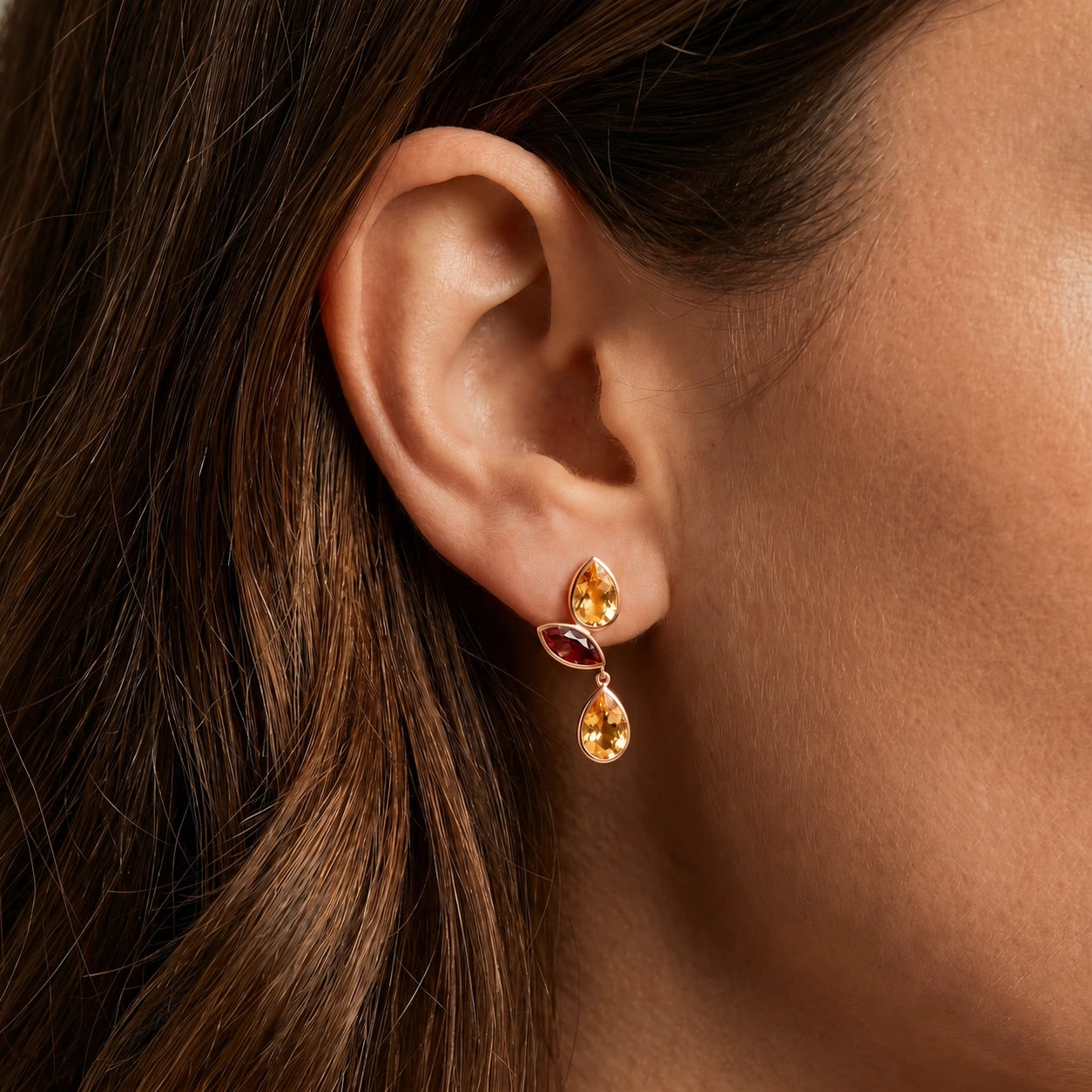 Rose Gold Garnet & Citrine — Ermellina