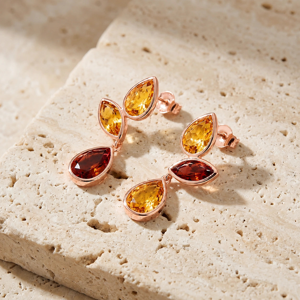 Rose Gold Garnet & Citrine — Ermellina
