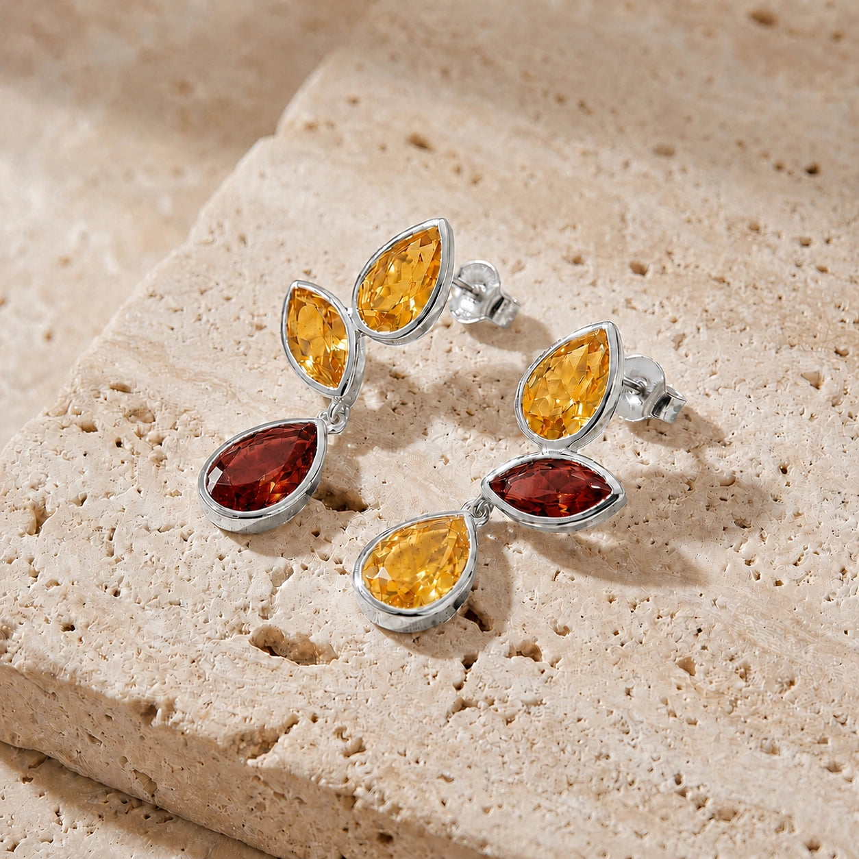 White Gold Garnet & Citrine — Ermellina