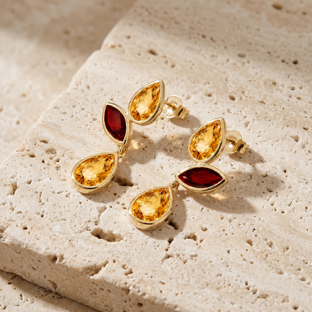 Yellow Gold Garnet & Citrine — Ermellina