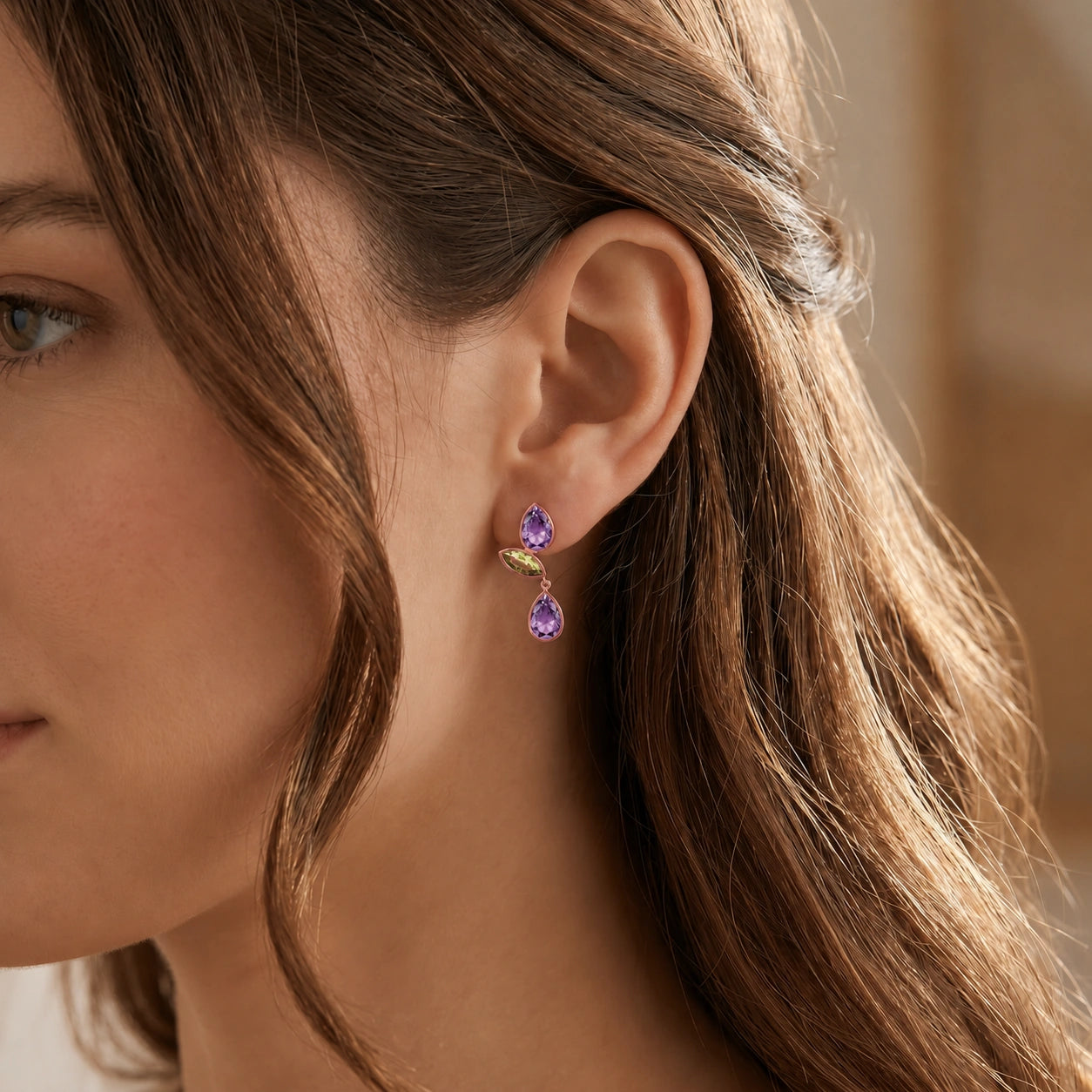 Rose Gold Peridot & Amethyst — Ermellina