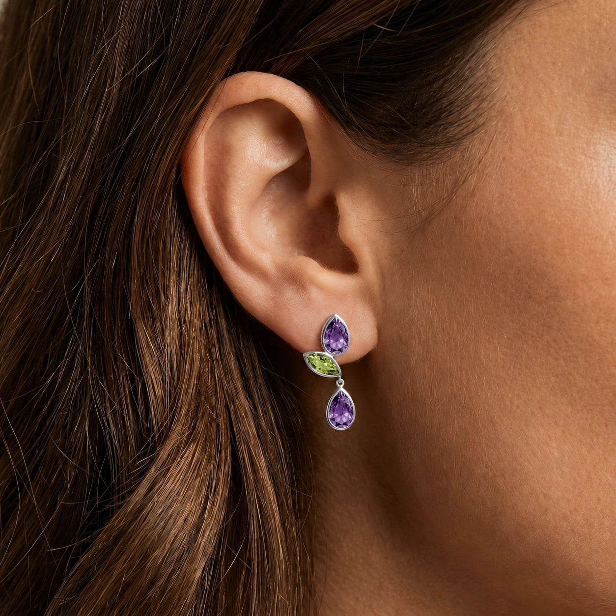 White Gold Peridot & Amethyst — Ermellina