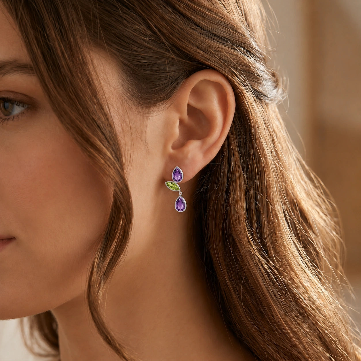White Gold Peridot & Amethyst — Ermellina