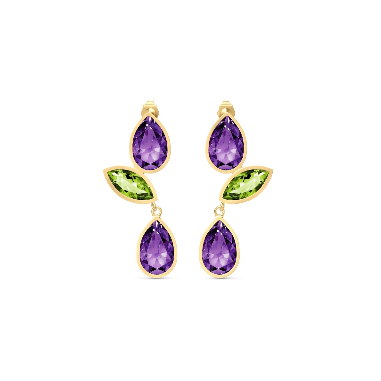 Yellow Gold Peridot & Amethyst — Ermellina