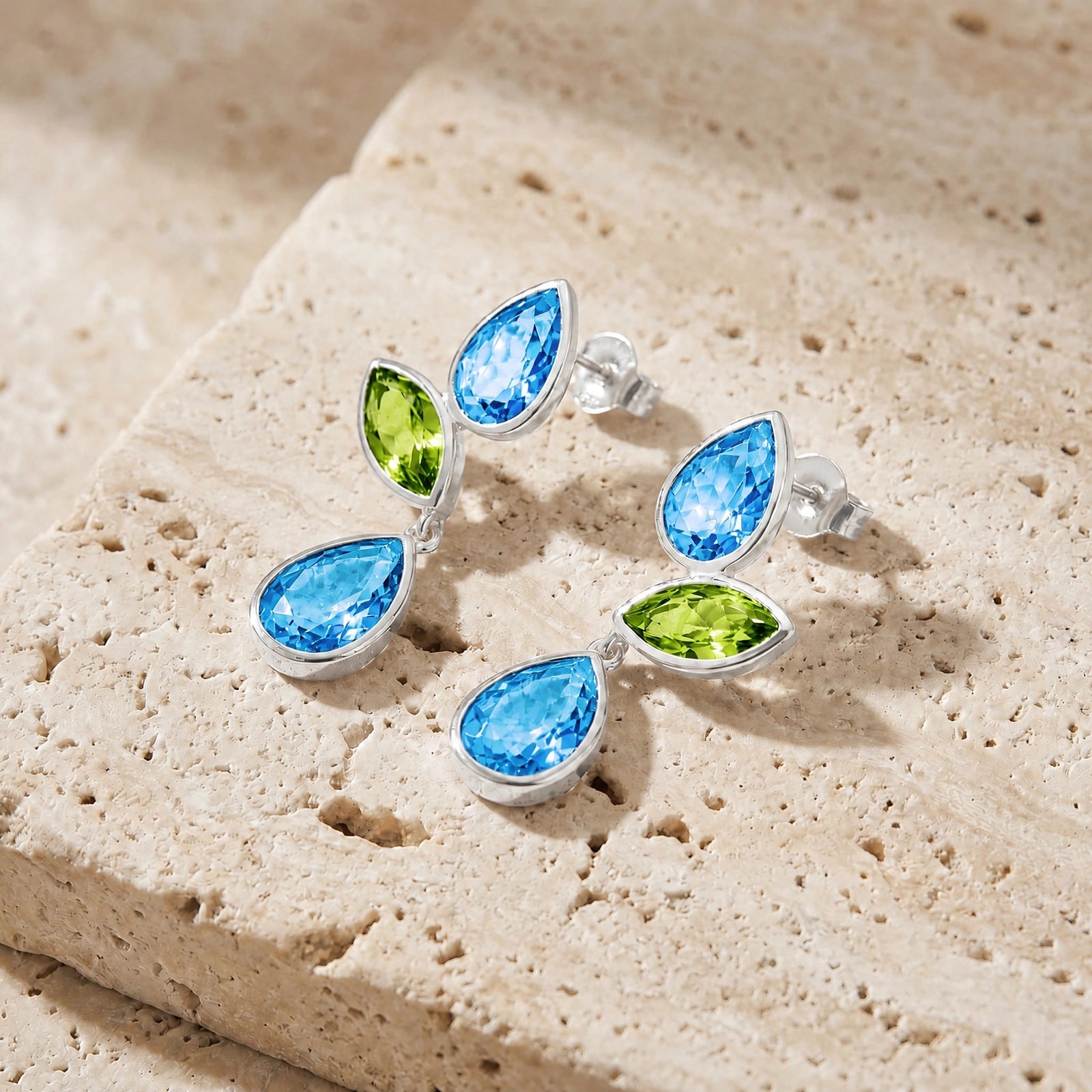White Gold Peridot & Blue Topaz — Ermellina