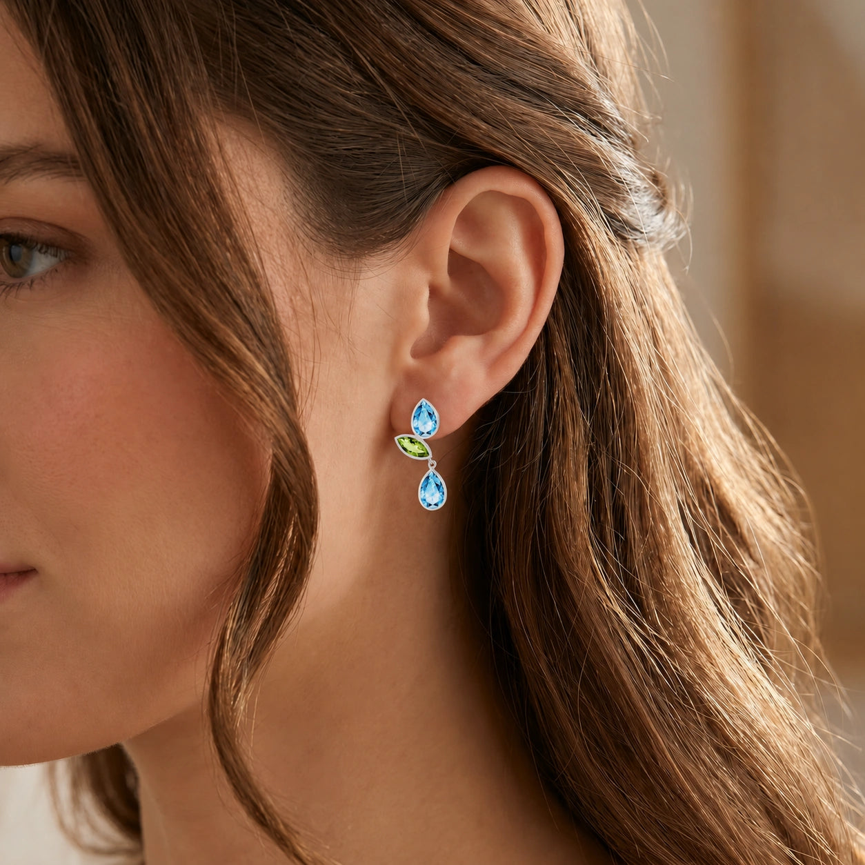 White Gold Peridot & Blue Topaz — Ermellina