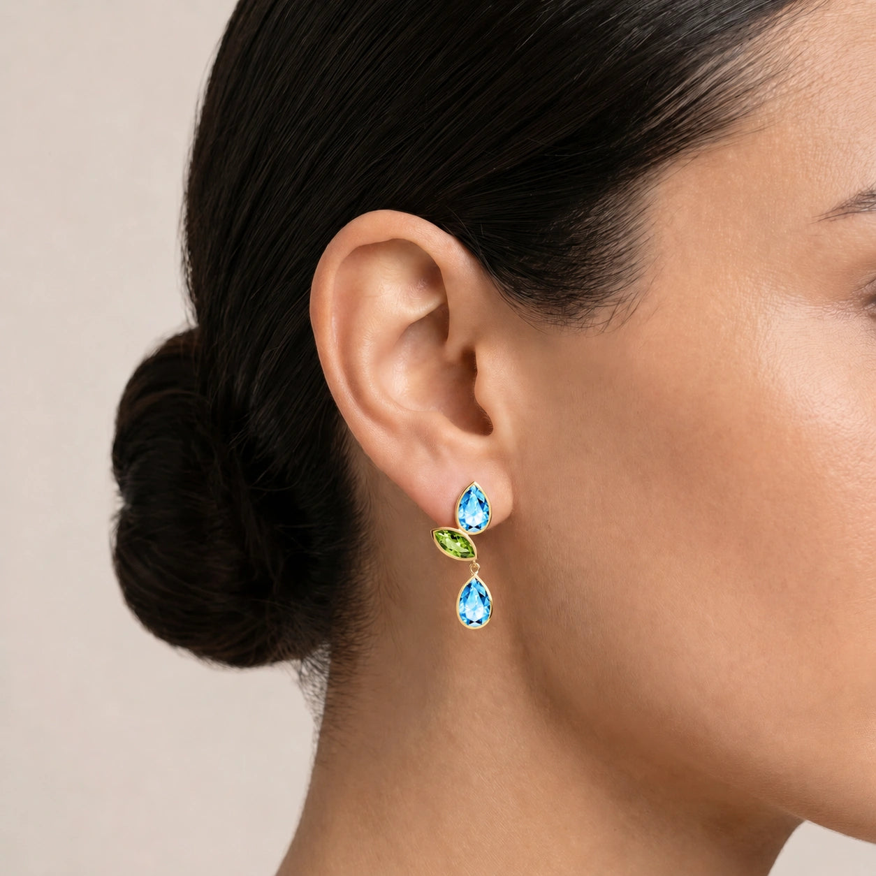 Yellow Gold Peridot & Blue Topaz — Ermellina